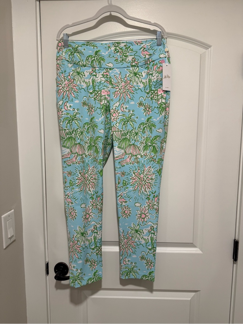 Lilly Pulitzer Fresh Water Blue Tropical Print Pants